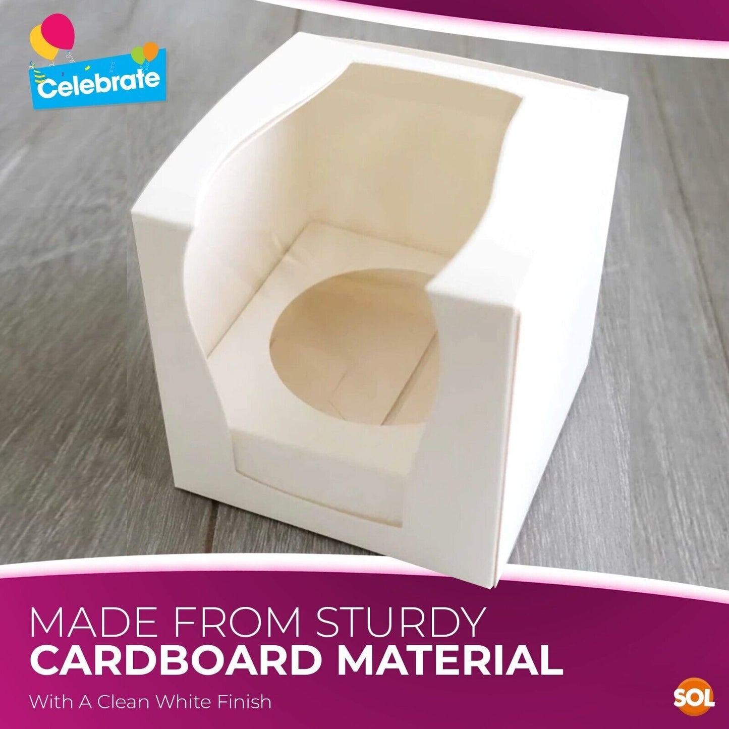 24-96 Cupcake Boxes Single Individual Cup Cake Box & Window Removable Inner Tray