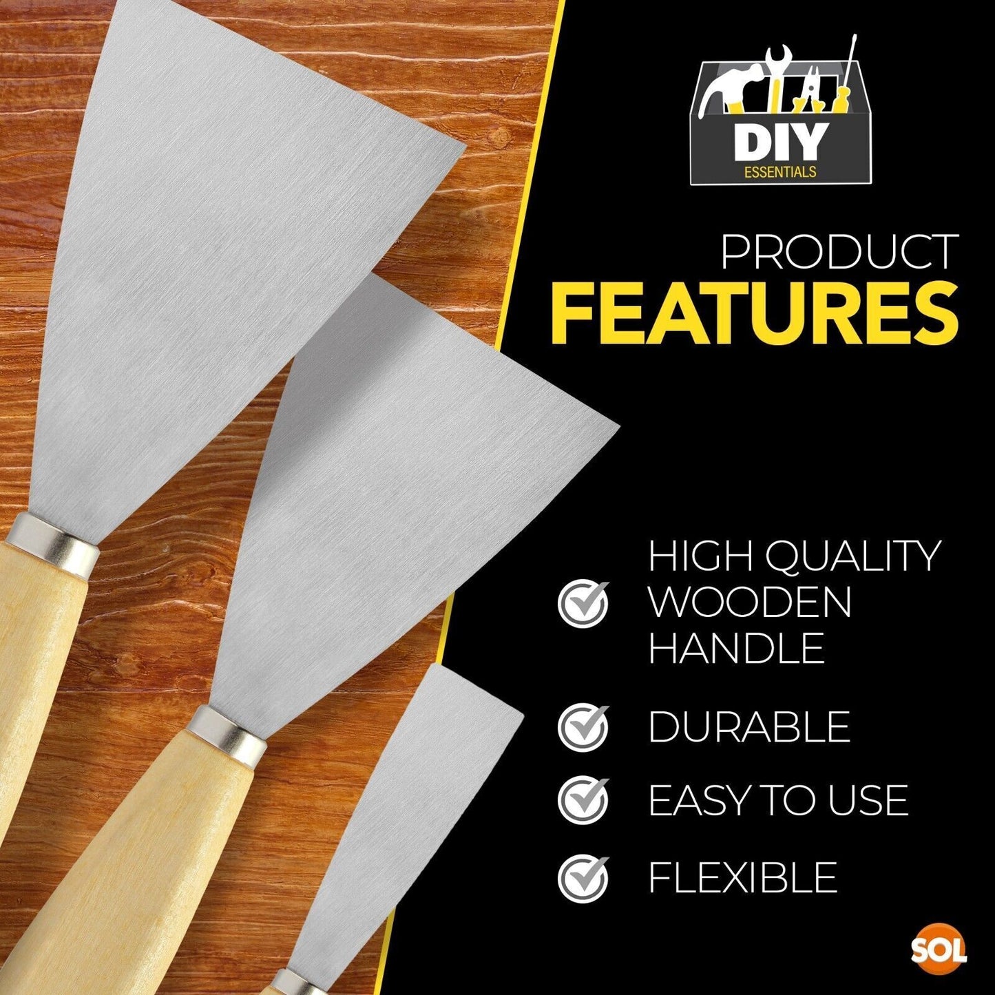3-6 Wallpaper Paint Scraper Set Decorating Putty Filling Knife Metal Tool Blade