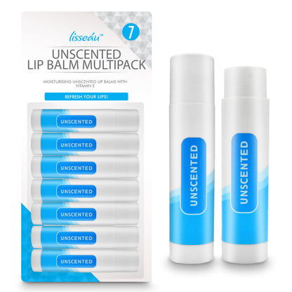 7-14 Unscented Lip Balm Set Multi Pack Stick Moisturising Vitamin E for Dry Lips