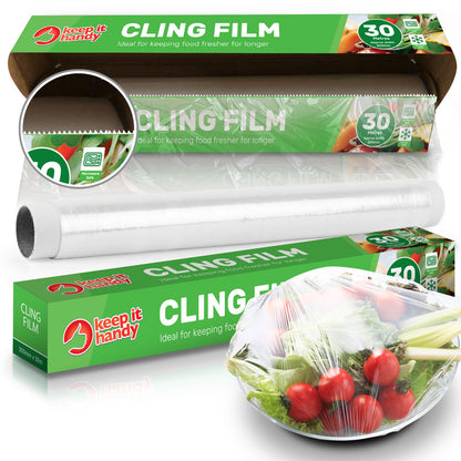 30-180M 30cm Cling Film Food Catering | Easy Cut Large Refill Rolls Kitchen Wrap
