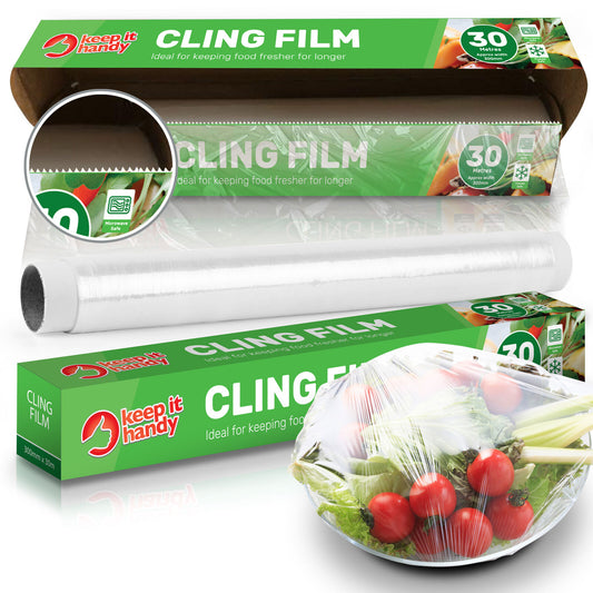 30-180M 30cm Cling Film Food Catering | Easy Cut Large Refill Rolls Kitchen Wrap