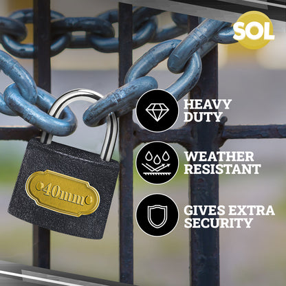 Padlock 40mm Heavy Duty Iron Outdoor Shed Safety Security Shackle Lock 2 Key