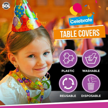6pk Black Plastic Table Covers Tablecloth Disposable Wipe Clean Party Tablecover