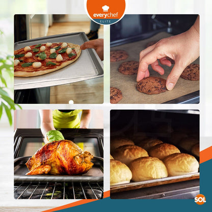 2-4 Oven Tray Set 38x25cm Large Roasting Pan Baking Bakeware Kitchen Steel Sheet