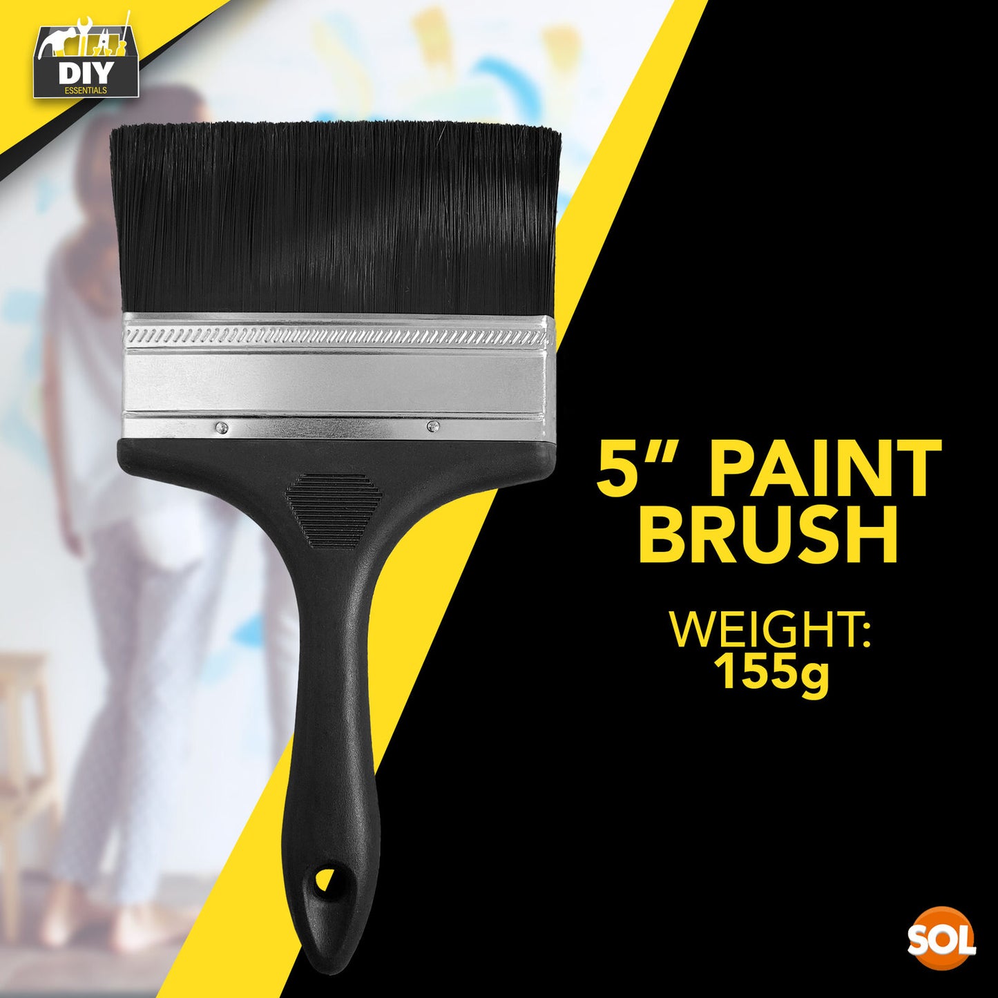 1-2pk 5 Inch Paint Brushes - For Interior & Exterior Painting with No Bristle Loss & Comfortable Handle