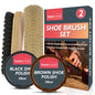 2 Shoe Brush Set Cleaning Kit Black Brown Polish Leather Boot Shine Brushes Care