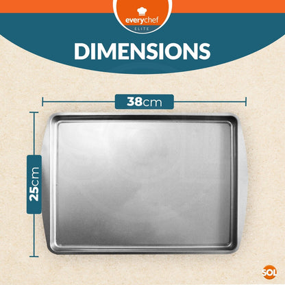 2-4 Oven Tray Set 38x25cm Large Roasting Pan Baking Bakeware Kitchen Steel Sheet