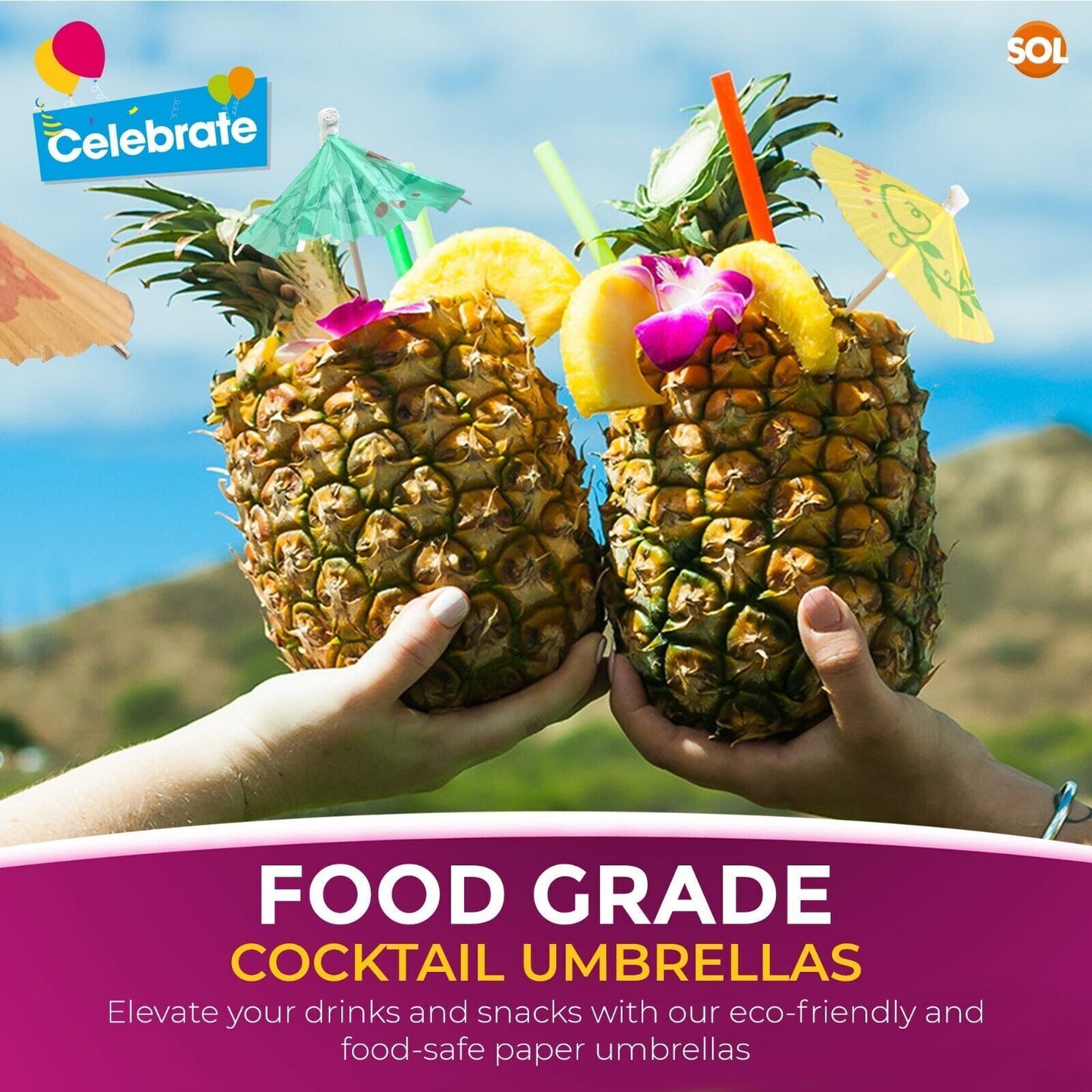 50-200pk Paper Cocktail Umbrellas | Birthday Party Drink Decorations Accessories