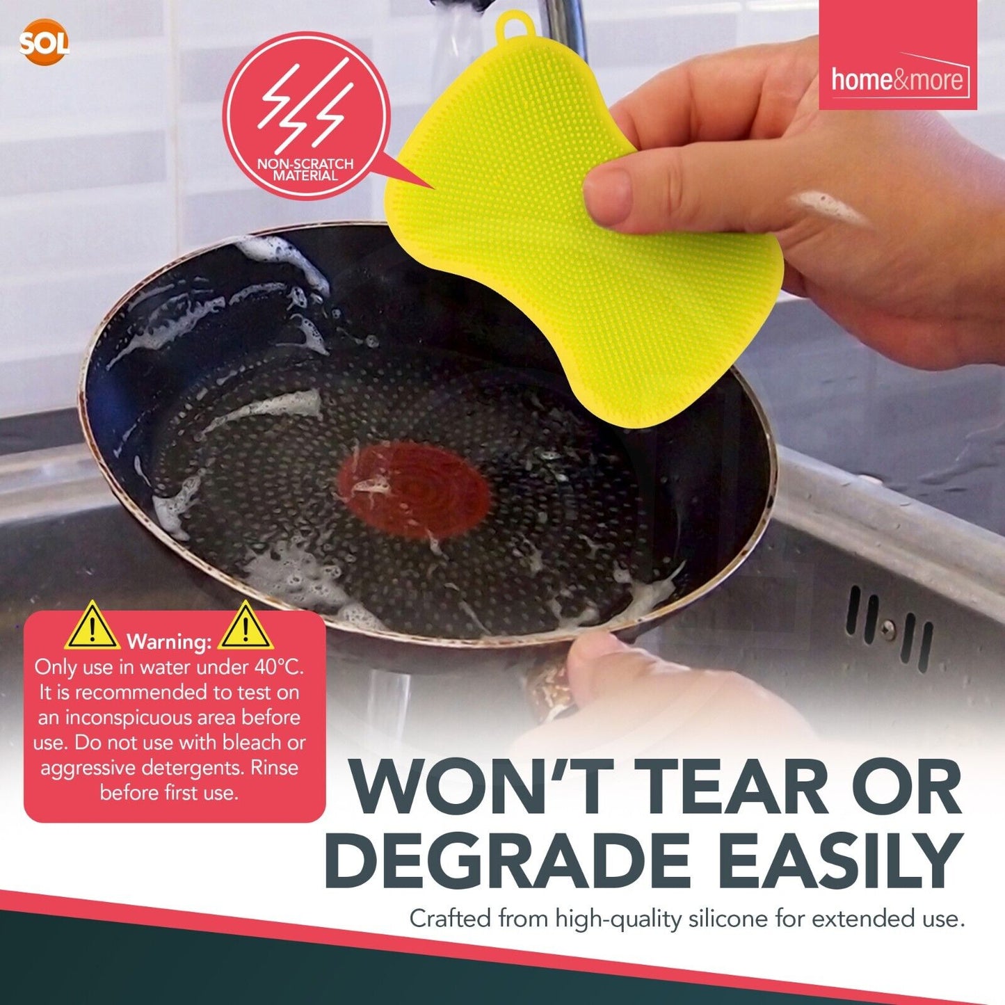 4-8PK Silicone Dish Washing Up Sponge | Kitchen Scrubber Pot Pan Cleaning Brush