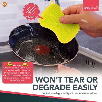 4-8PK Silicone Dish Washing Up Sponge | Kitchen Scrubber Pot Pan Cleaning Brush