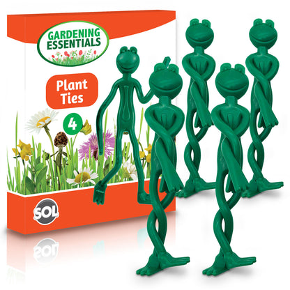 4 Frog Garden Plant Ties Supports | Reusable Soft Rubber Twist Adjustable Tree