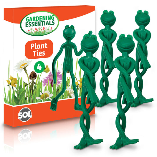 4 Frog Garden Plant Ties Supports | Reusable Soft Rubber Twist Adjustable Tree
