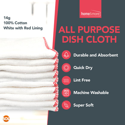 10pk Dish Cloths White Cotton Dishcloth Kitchen Cleaning Drying Absorbent Towels