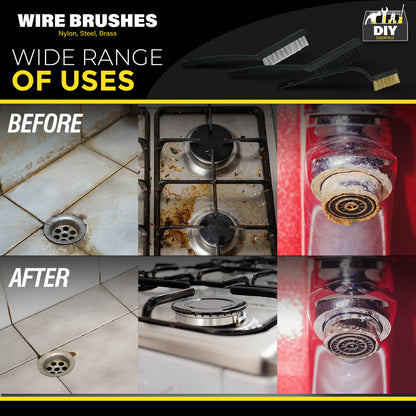 3pk Wire Brush Set Steel Brass Nylon Cleaning Polishing Metal Rust Paint Remover