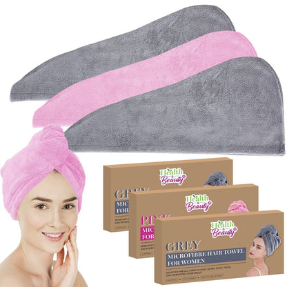 2-4 Hair Turban Towel Microfibre Head Wrap Quick Dry Drying Bath Shower Hat Cap