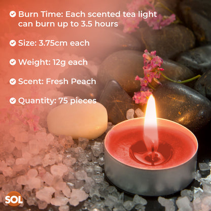 75pk Scented Tea Lights Candles | Various Fragrances 4 Hour Burn Time Tealights