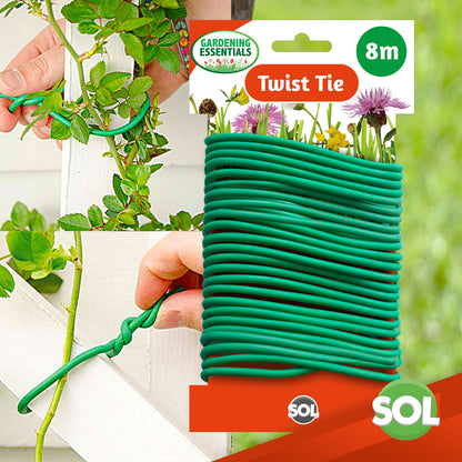 8m Plant Twist Ties Support Soft Reusable Weatherproof Garden Wire Flexible Tie