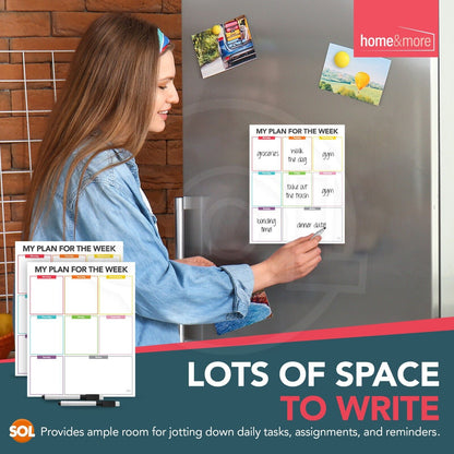 2pk Weekly Planner Magnetic A4 Whiteboard Fridge To Do List Pad  + Dry Wipe Pens