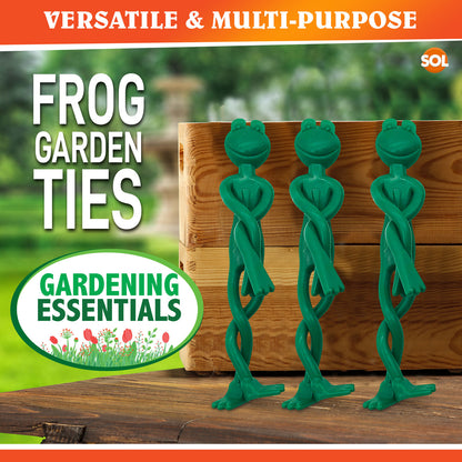 4 Frog Garden Plant Ties Supports | Reusable Soft Rubber Twist Adjustable Tree