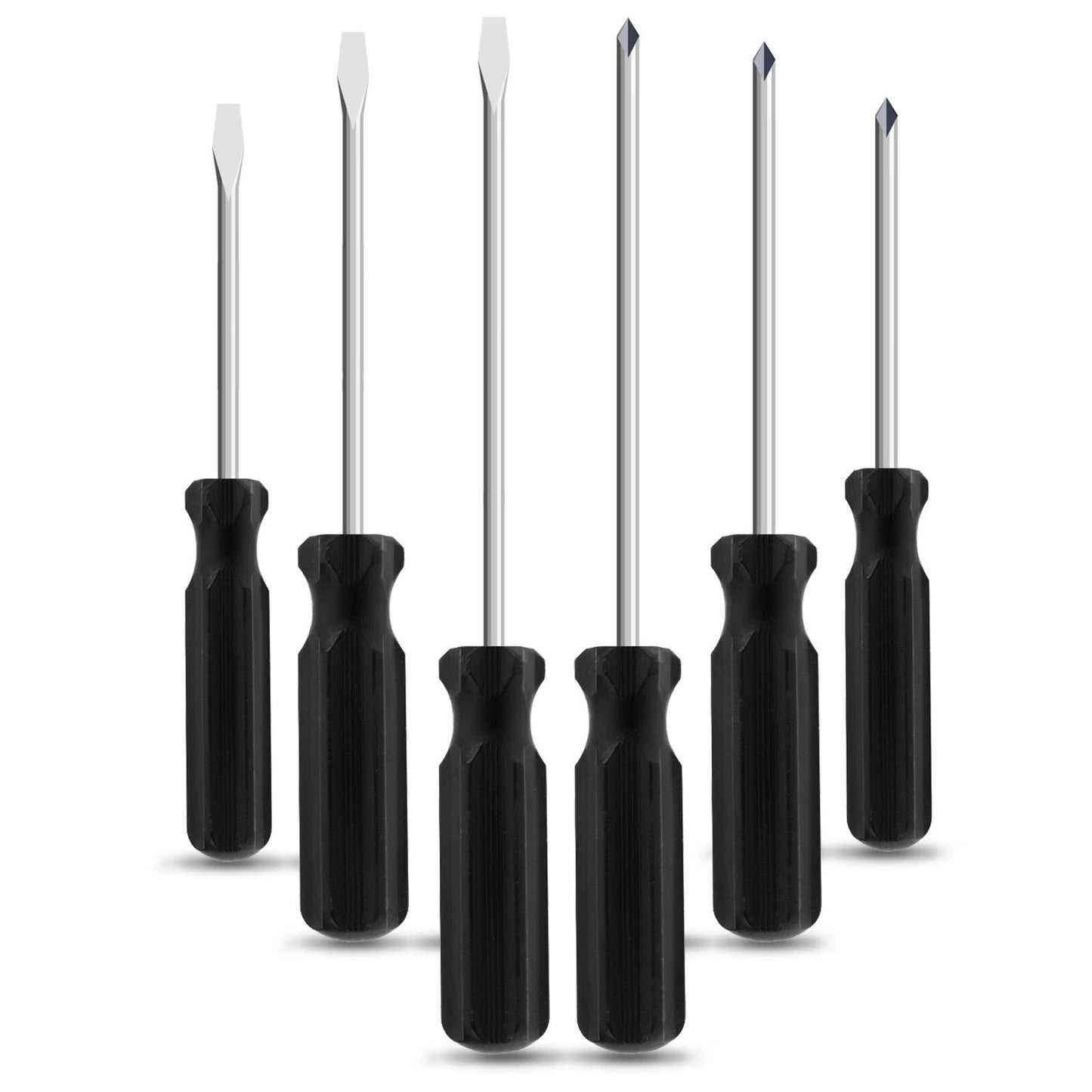 6pk Screwdriver Set Phillips Crosshead Slotted Flathead Non-Slip Precision Tool