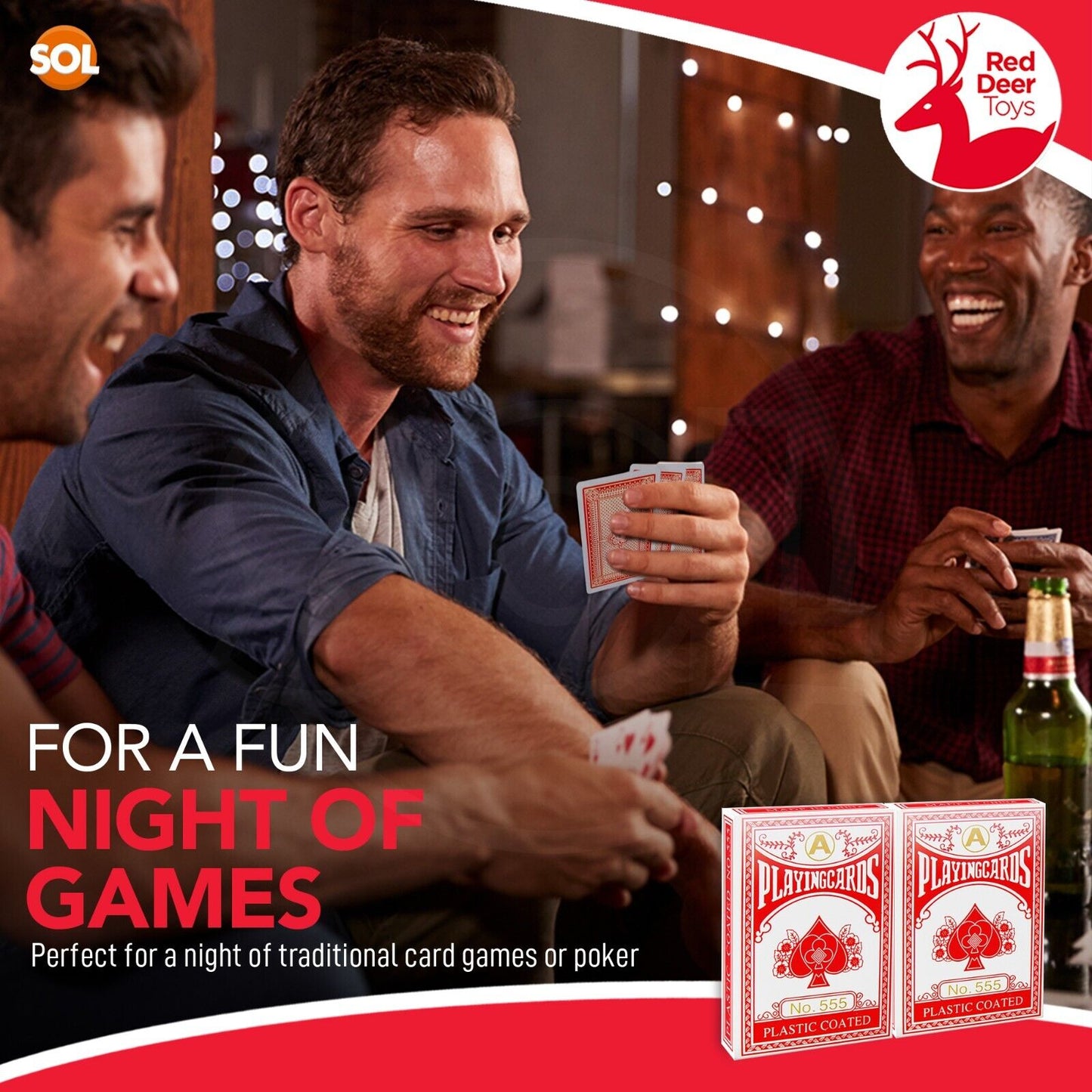 Playing Cards Packs Traditional Plastic Coated Deck Professional Poker Game Red