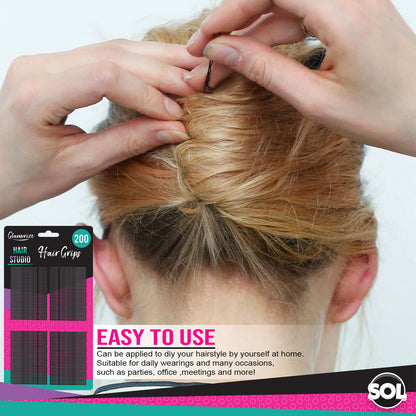 Hair Grips Black Bobby Pins 4.6cm | Waved Styling Clips | 400 Pack