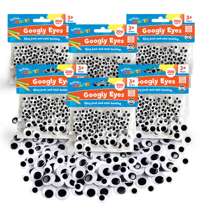 200-1200 Self Adhesive Googly Eyes Stick On Sticky Wobbly Wiggly Craft