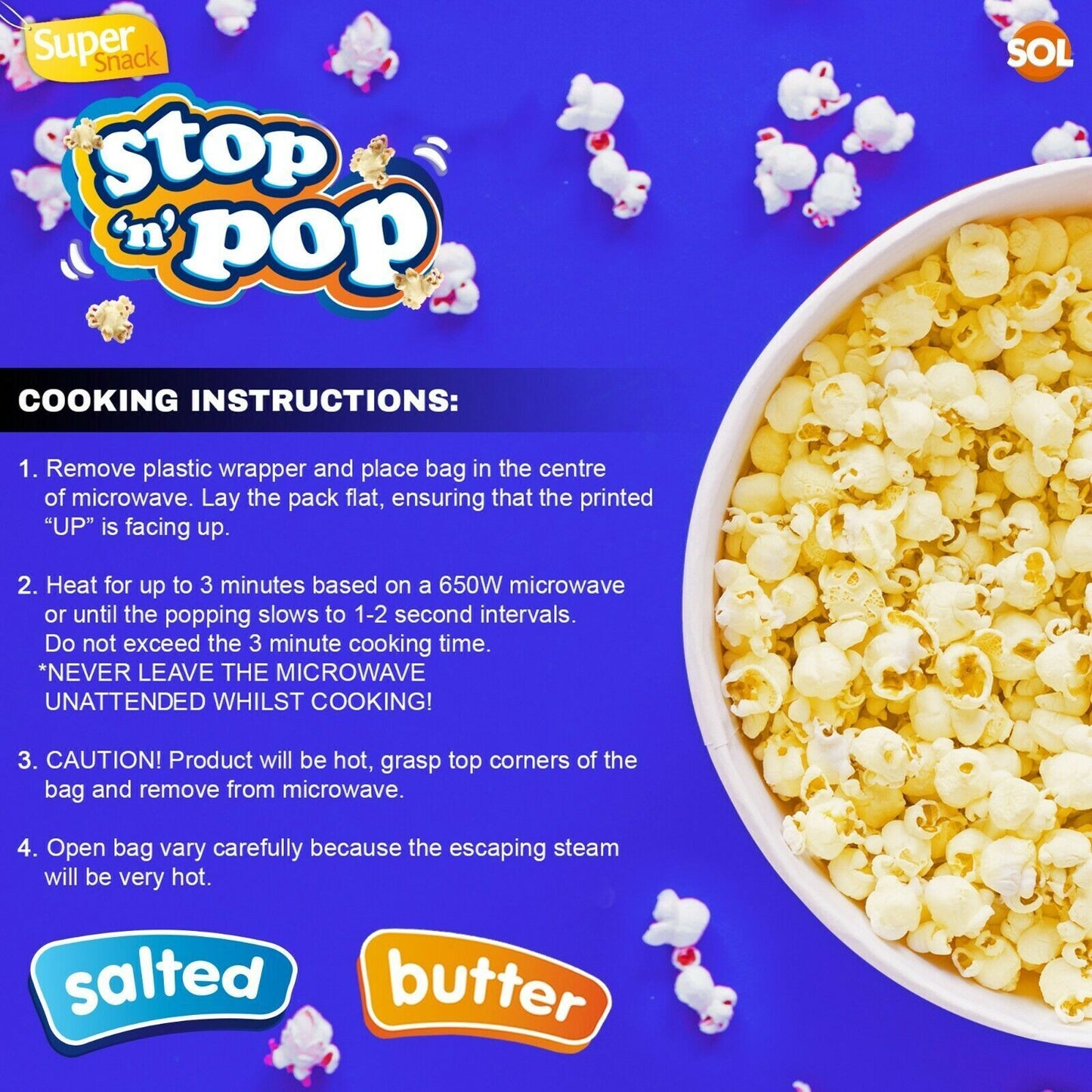 12 x 85g Microwave Popcorn | Butter & Salted Flavour Movie Cinema Theatre Party