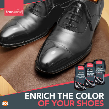 3pk Instant Shoe Shine Sponge Black | Leather Boot Polish Express Care Cleaning