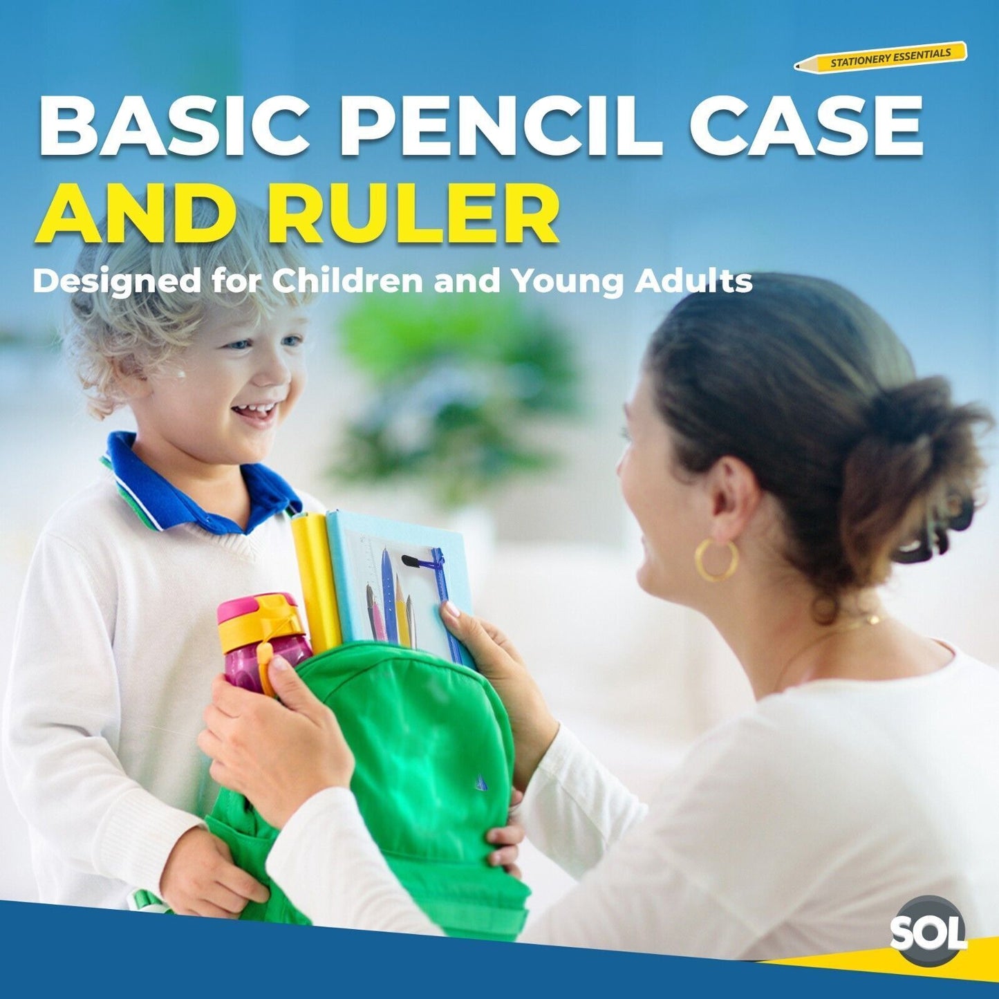 Clear Pencil Case 31cmx12cm Big Large Boys Girls Exam + Kids Plastic Ruler 30cm