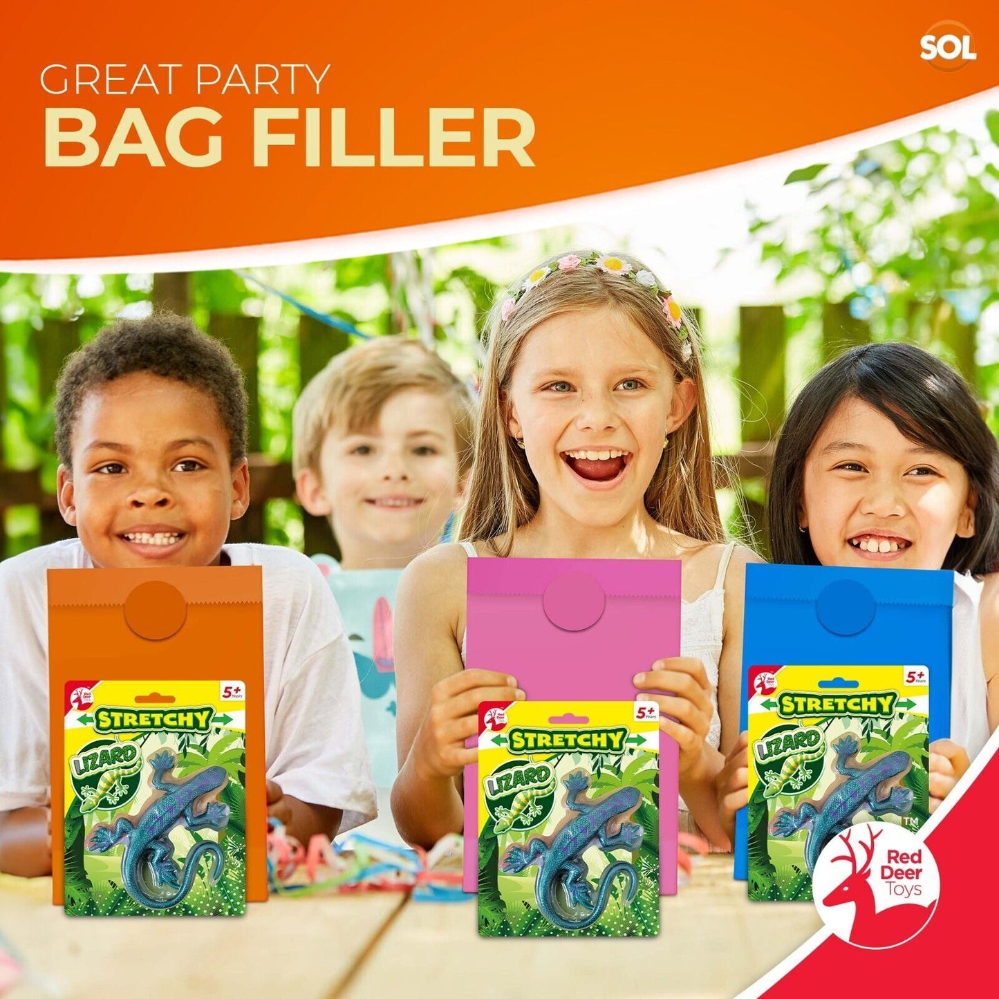 XL 29cm Stretchy Lizard Toy Animals Scaly Reptiles | Kids Party Bag Fillers Loot