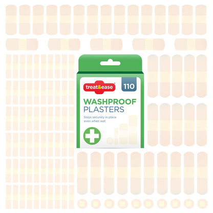 110 Assorted Washproof Plasters Waterproof Breathable Adhesive First Aid Healing