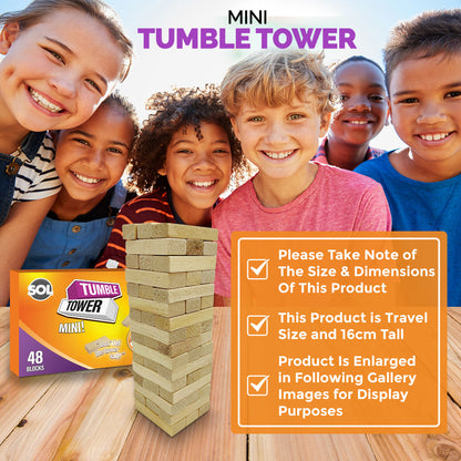 Wooden Tumbling Tower Game Traditional Stacking Family Kids Travel Friendly Mini