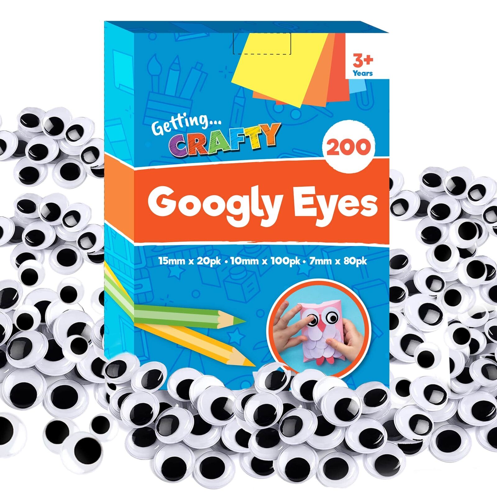 200-1200 Self Adhesive Googly Eyes Stick On Sticky Wobbly Wiggly Craft 7,11,15mm