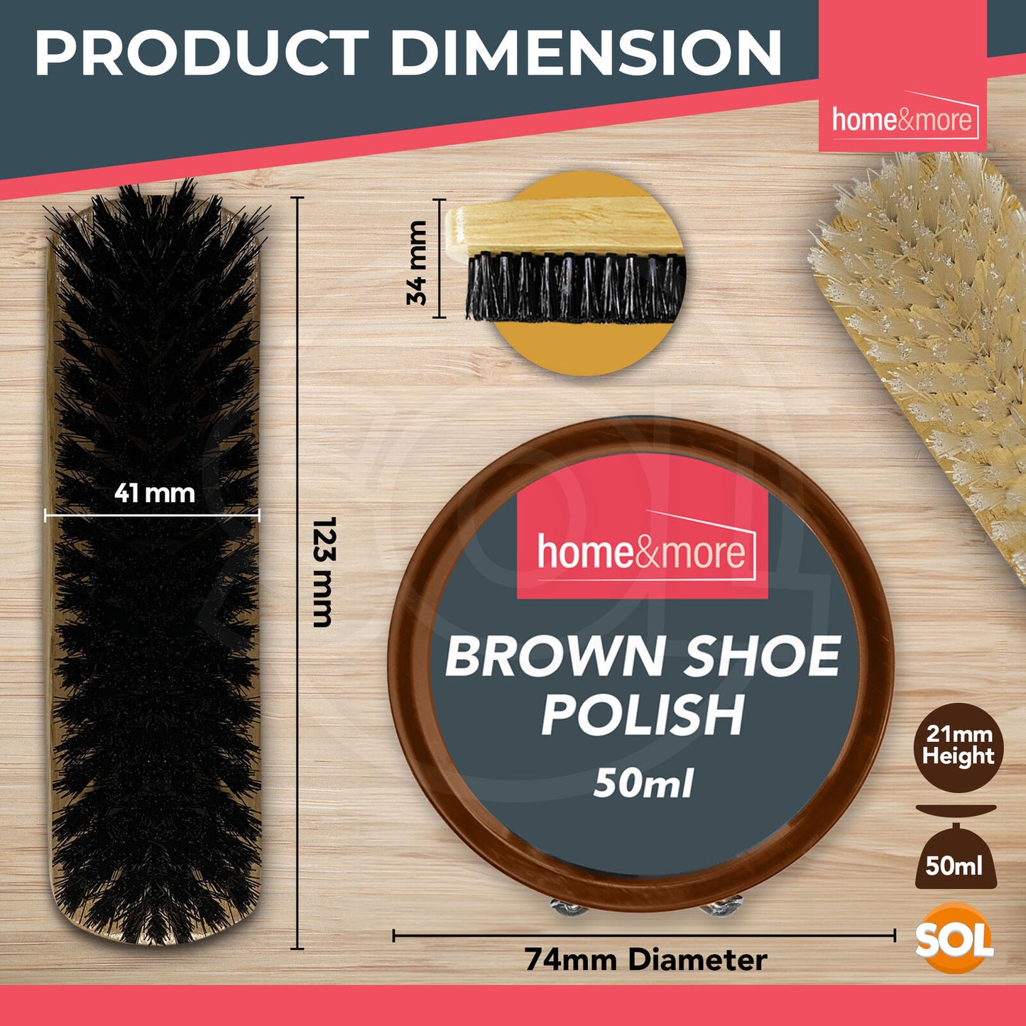 2 Shoe Brush Set Cleaning Kit Black Brown Polish Leather Boot Shine Brushes Care