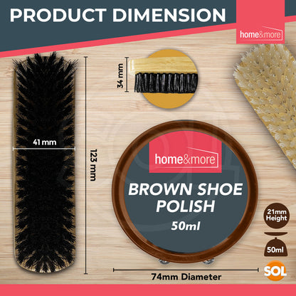 2 Shoe Brush Set Cleaning Kit Black Brown Polish Leather Boot Shine Brushes Care