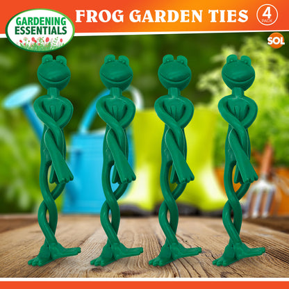 4 Frog Garden Plant Ties Supports | Reusable Soft Rubber Twist Adjustable Tree