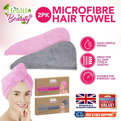 2-4 Hair Turban Towel Microfibre Head Wrap Quick Dry Drying Bath Shower Hat Cap