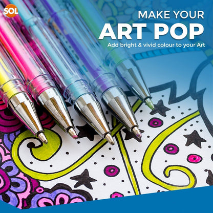 Gel Pens Set | Neon, Glitter & Metallic Colours for Writing and Colouring | 36 Pack