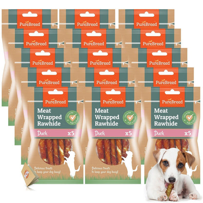 Dog Chews Treats Wrapped in Duck Meat Rawhide Twists Sticks  Healthy Food Snacks
