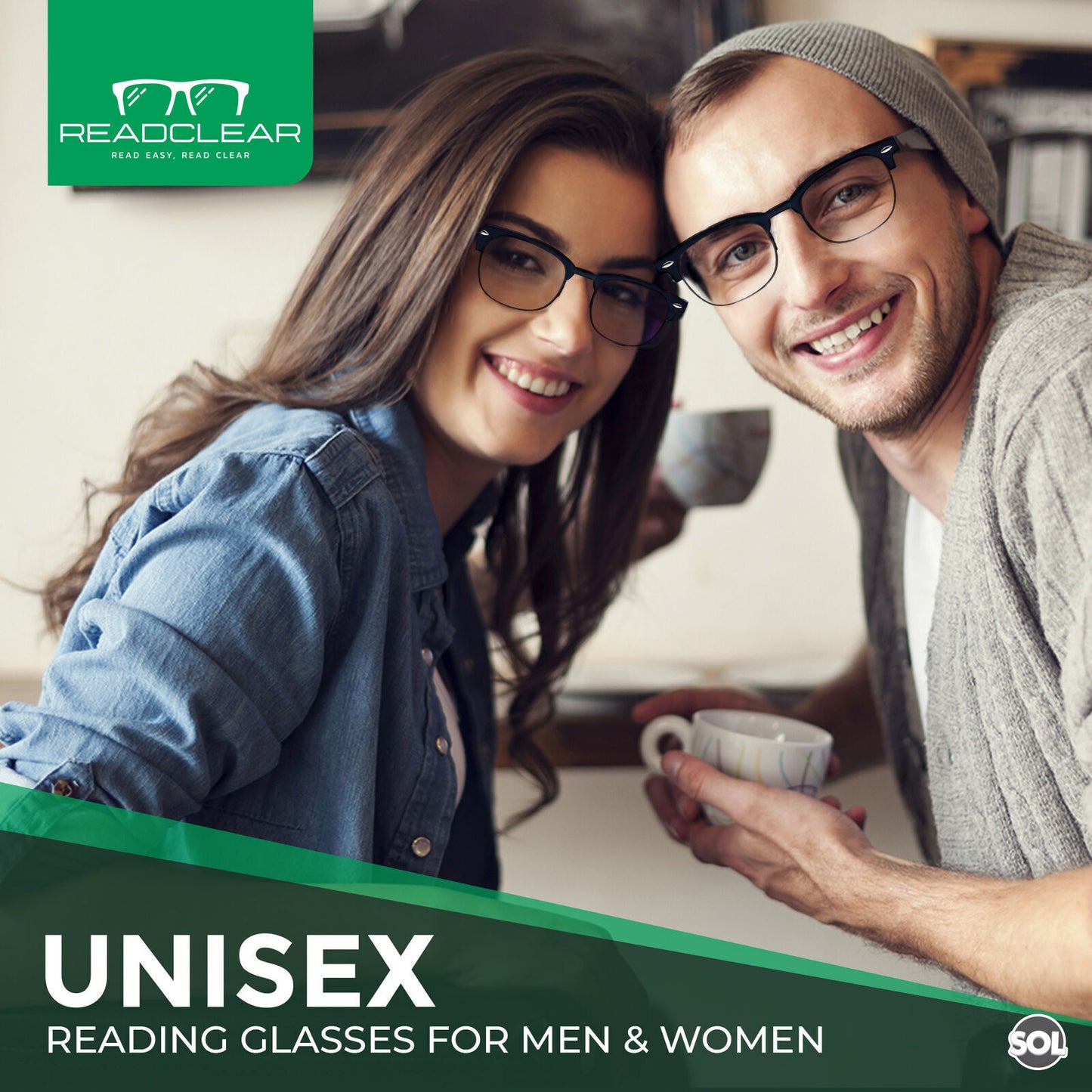 Thin Reading Glasses 2.0+ Strength, Unisex with Glasses Case and Glasses Cloth