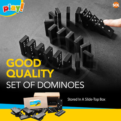 28 Dominoes Game Set Wooden Box Dominos Kids Childrens Travel Board Pub Plastic