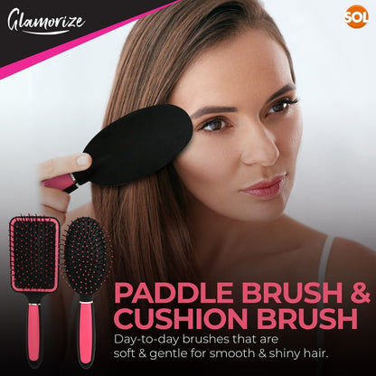 10-25 Hair Brush Set for Women Professional Pink Hairdressing Salon Styling Gift