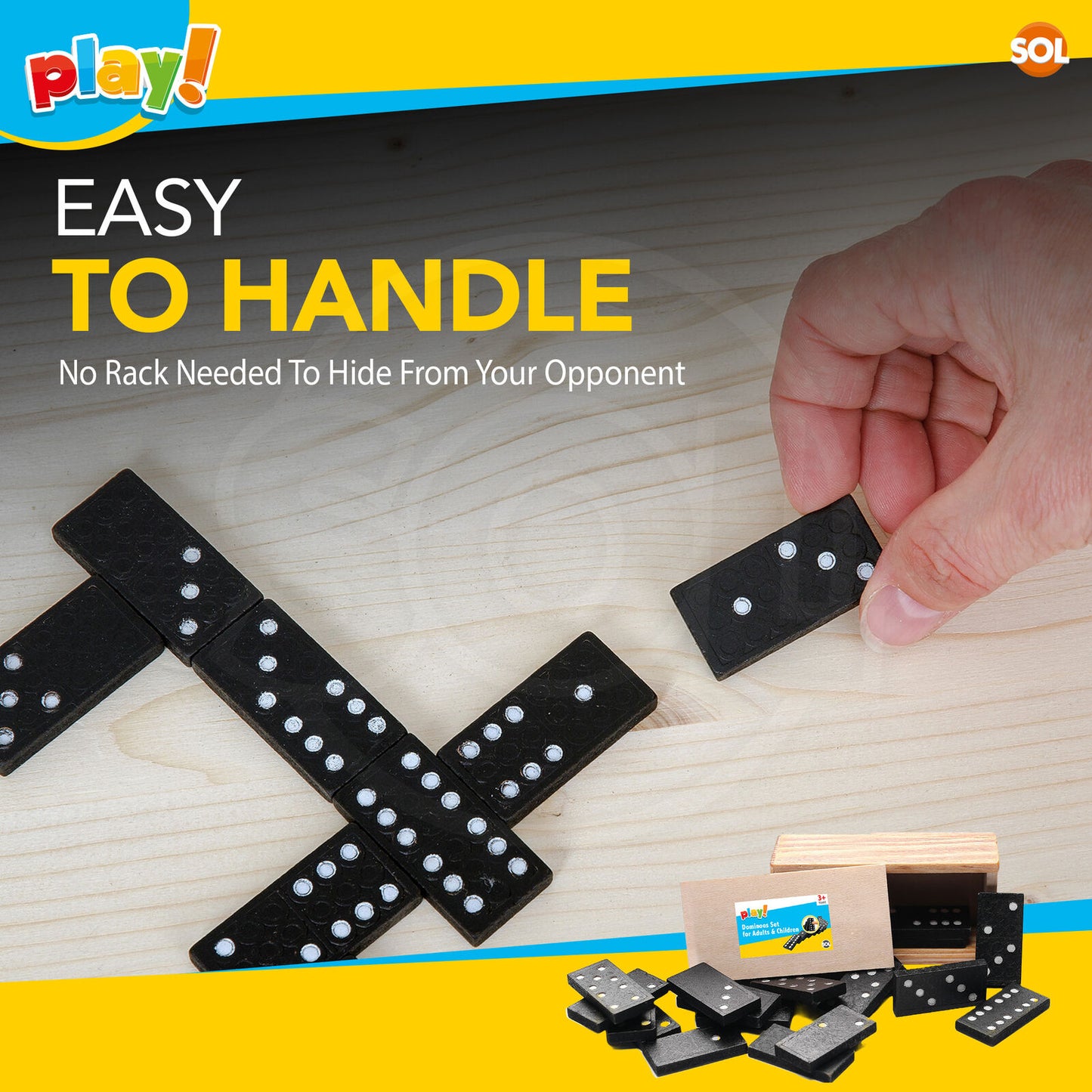 28 Dominoes Game Set Wooden Box Dominos Kids Childrens Travel Board Pub Plastic