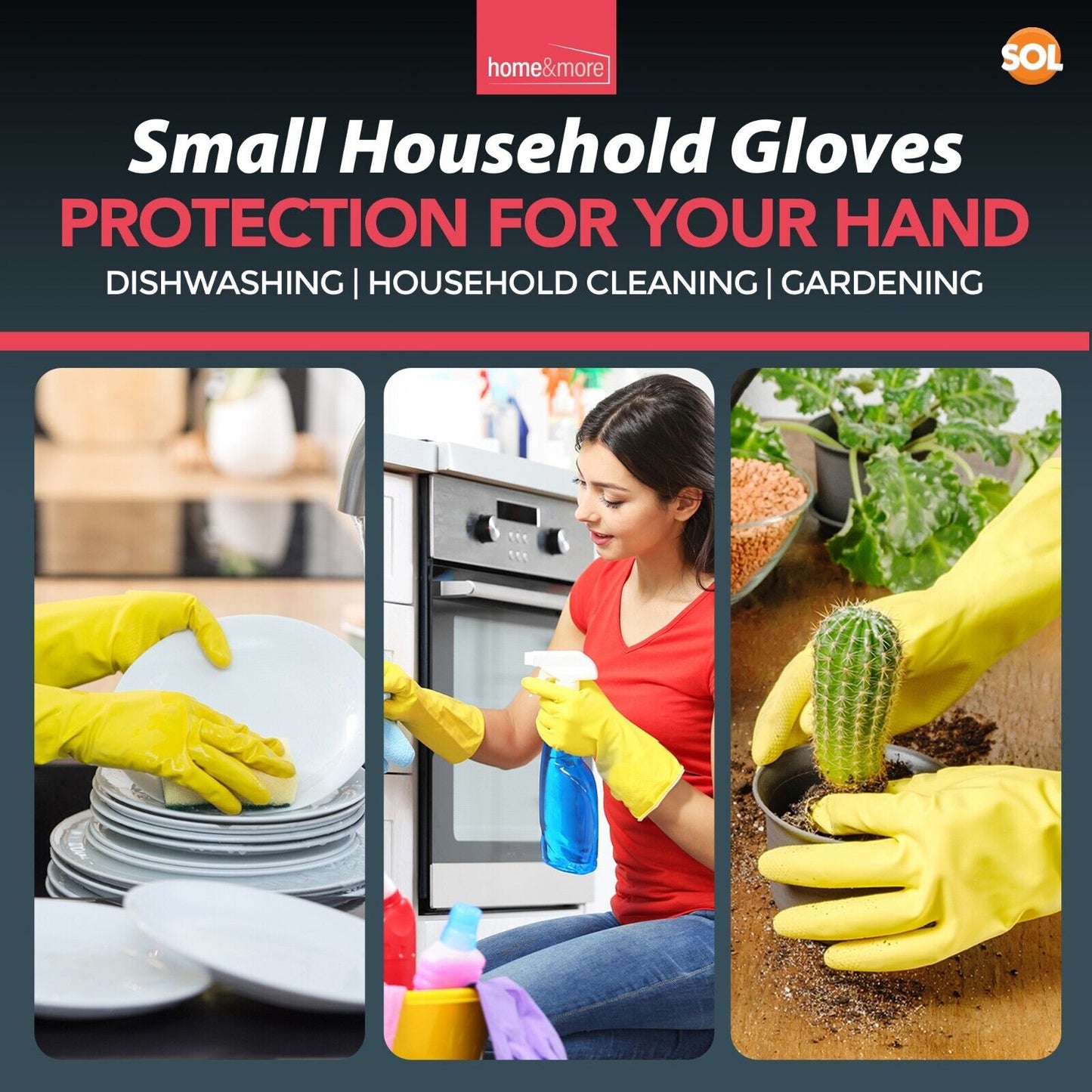 4-48 Pair Rubber Gloves Small Household Long Sleeve Washing Up Kitchen Cleaning