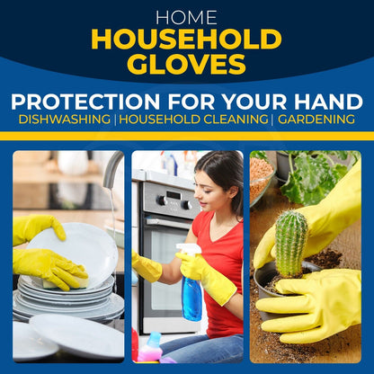 4-36 Pairs Rubber Gloves Large Long Sleeve Household Washing Up Kitchen Cleaning