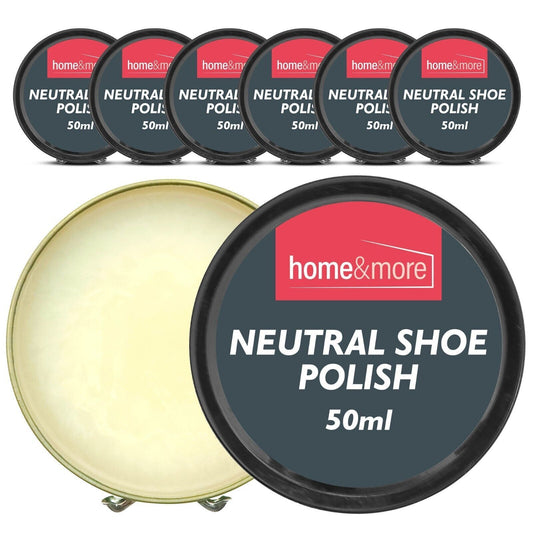 6 Neutral Shoe Polish Wax x 50ml Traditional Leather Boot Shine Cleaner Protect