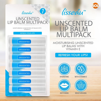 7-14 Unscented Lip Balm Set Multi Pack Stick Moisturising Vitamin E for Dry Lips