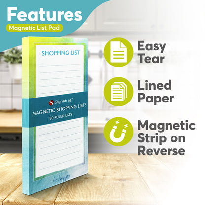 Magnetic Shopping List Pad Notepad | 80 Tear Off Pages Fridge Memo Meal Planner
