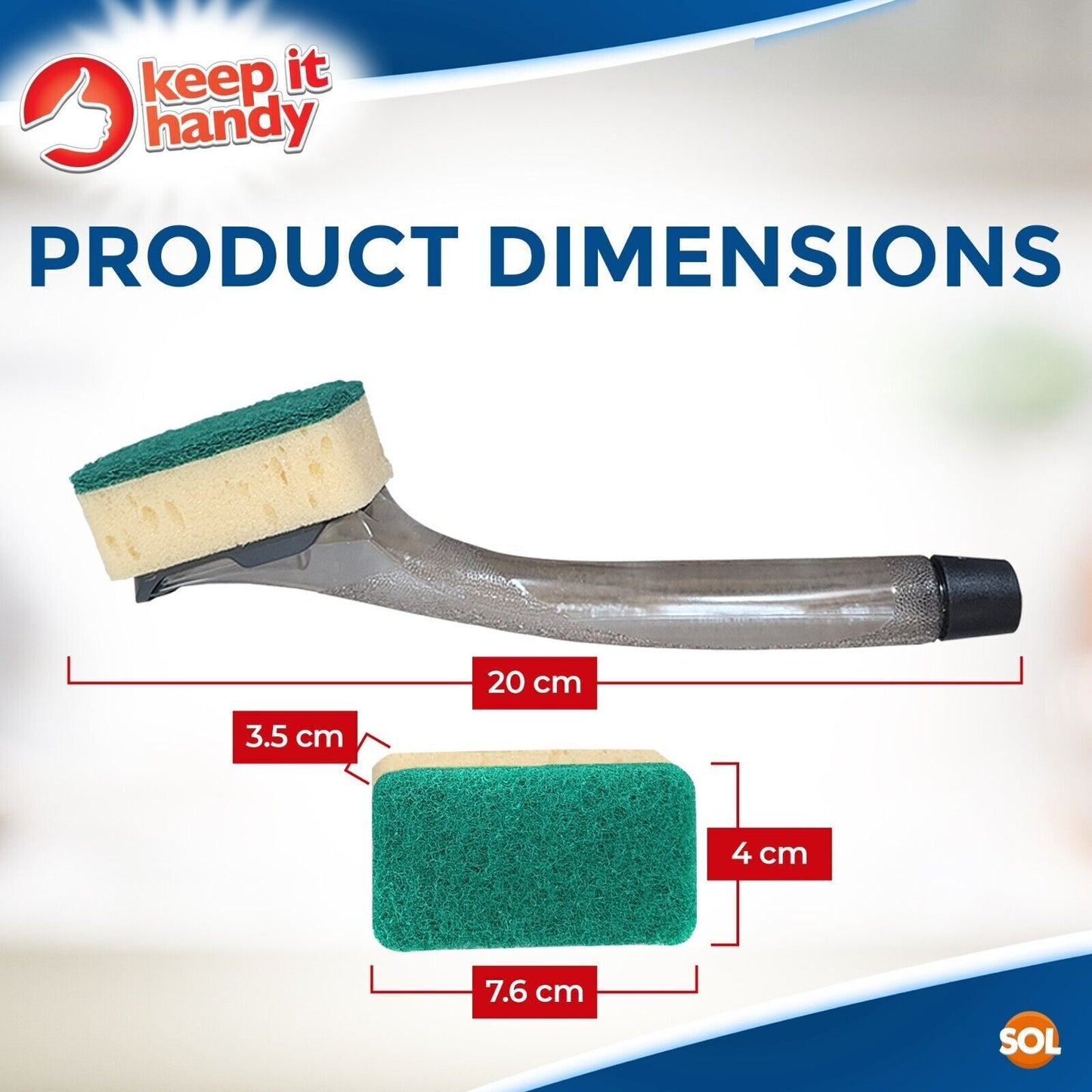Sponge With Handle | Dishmatic Compatible Washing Up Dish Cleaning Refill Heads